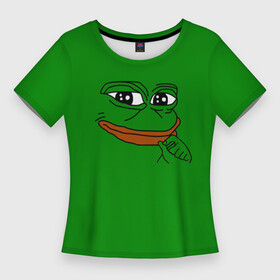 Женская футболка 3D Slim с принтом Pepe в Кировске,  |  | bad | dab | frog | good | kek | make pepe great again | pepe | sad | sad frog | vote for pepe | кек | лягушка | мем | мемы | пепе | со смыслом | фрог
