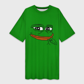 Платье-футболка 3D с принтом Pepe в Кировске,  |  | bad | dab | frog | good | kek | make pepe great again | pepe | sad | sad frog | vote for pepe | кек | лягушка | мем | мемы | пепе | со смыслом | фрог