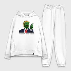 Женский костюм хлопок Oversize с принтом Great Pepe в Кировске,  |  | bad | dab | frog | good | kek | make pepe great again | pepe | sad | sad frog | vote for pepe | кек | лягушка | мем | мемы | пепе | со смыслом | фрог