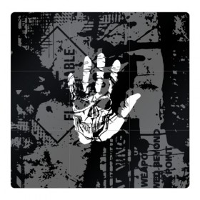 Магнитный плакат 3Х3 с принтом Stop в Кировске, Полимерный материал с магнитным слоем | 9 деталей размером 9*9 см | Тематика изображения на принте: black | caution | gray | halloween | hand | skeleton | skull | stop | white | белый | предупреждение | рука | серый | скелет | хэллоуин | череп | черный