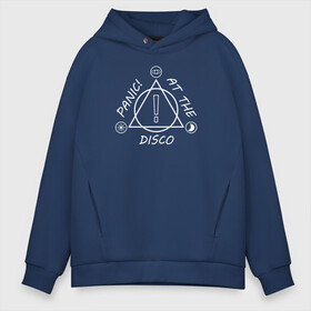 Мужское худи Oversize хлопок с принтом Panic! at the Disco в Кировске, френч-терри — 70% хлопок, 30% полиэстер. Мягкий теплый начес внутри —100% хлопок | боковые карманы, эластичные манжеты и нижняя кромка, капюшон на магнитной кнопке | brendon urie | panic at the disco | patd | брендон ури