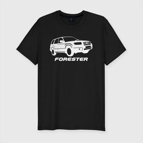 Мужская футболка премиум с принтом Subaru Forester в Кировске, 92% хлопок, 8% лайкра | приталенный силуэт, круглый вырез ворота, длина до линии бедра, короткий рукав | Тематика изображения на принте: forester | subaru | subaru forester