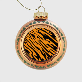Стеклянный ёлочный шар с принтом Тигр в Кировске, Стекло | Диаметр: 80 мм | животное | зверь | кардашьян | ким | кот | лев | оранжевый | полосы | рыжий | тигр | черный