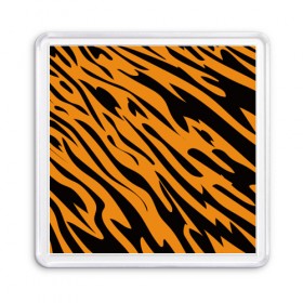 Магнит 55*55 с принтом Тигр в Кировске, Пластик | Размер: 65*65 мм; Размер печати: 55*55 мм | животное | зверь | кардашьян | ким | кот | лев | оранжевый | полосы | рыжий | тигр | черный