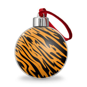 Ёлочный шар с принтом Тигр в Кировске, Пластик | Диаметр: 77 мм | животное | зверь | кардашьян | ким | кот | лев | оранжевый | полосы | рыжий | тигр | черный