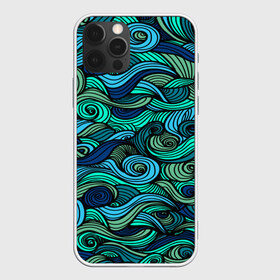 Чехол для iPhone 12 Pro Max с принтом Морская пучина в Кировске, Силикон |  | Тематика изображения на принте: абстракция | волны | зеленый | круг | линии | море | полосы | синий