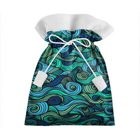 Подарочный 3D мешок с принтом Морская пучина в Кировске, 100% полиэстер | Размер: 29*39 см | абстракция | волны | зеленый | круг | линии | море | полосы | синий