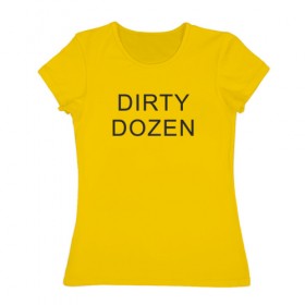 Женская футболка хлопок с принтом DIRTY DOZEN (The Prodigy) в Кировске, 100% хлопок | прямой крой, круглый вырез горловины, длина до линии бедер, слегка спущенное плечо | dirty dozen | keith flint | the prodigy | кинт флинт | клубная музыка | продиджи