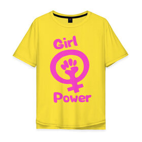 Мужская футболка хлопок Oversize с принтом Girl Power в Кировске, 100% хлопок | свободный крой, круглый ворот, “спинка” длиннее передней части | женская | за баб | кулак | начало | независимость | сила | феминизм | энергия