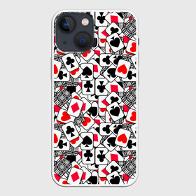 Чехол для iPhone 13 mini с принтом Игральные карты в Кировске,  |  | cards | casino | coons | cross | game | hearts | playing | poker | spades | suit | буны | графика | игра | игральные | иллюстрация | казино | картинка | карты | коллаж | крести | масть | мода | пики | покер | разбросаны | рисунок | рубашка