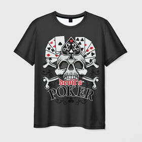 Мужская футболка 3D с принтом Poker в Кировске, 100% полиэфир | прямой крой, круглый вырез горловины, длина до линии бедер | po | буны | веер | винтаж | графика | дизайн | игра | игральные | иллюстрация | казино | картинка | карты | кости | крести | масть | мода | надпись | орнамент | пики | покер | рисунок | сердце | символ | стиль