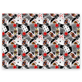 Поздравительная открытка с принтом Игральные карты в Кировске, 100% бумага | плотность бумаги 280 г/м2, матовая, на обратной стороне линовка и место для марки
 | буны | вольты | графика | дамы | десятки | игра | игральные | иллюстрация | казино | картинка | карты | коллаж | короли | красные | крести | масть | мода | орнамент | пики | покер | разбросаны | рисунок