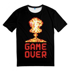 Мужская футболка 3D с принтом Game over в Кировске, 100% полиэфир | прямой крой, круглый вырез горловины, длина до линии бедер | 