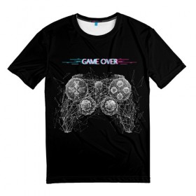 Мужская футболка 3D с принтом Game over в Кировске, 100% полиэфир | прямой крой, круглый вырез горловины, длина до линии бедер | 