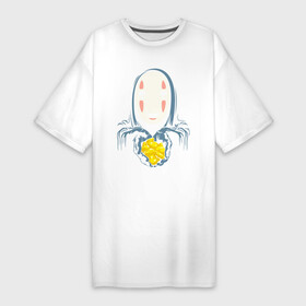 Платье-футболка хлопок с принтом Унесённые призраками в Кировске,  |  | anime | no face | spirited away | аниме | безликий | безликий бог каонаси | каонаси | миядзаки | мультфильм | сэн | тихиро | унесённые призраками