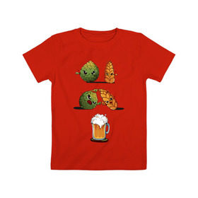 Детская футболка хлопок с принтом Хмель и Солод в Кировске, 100% хлопок | круглый вырез горловины, полуприлегающий силуэт, длина до линии бедер | Тематика изображения на принте: солод | хмель