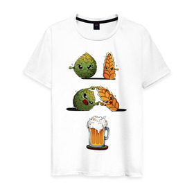 Мужская футболка хлопок с принтом Хмель и Солод в Кировске, 100% хлопок | прямой крой, круглый вырез горловины, длина до линии бедер, слегка спущенное плечо. | солод | хмель