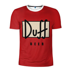 Мужская футболка 3D спортивная с принтом Duff в Кировске, 100% полиэстер с улучшенными характеристиками | приталенный силуэт, круглая горловина, широкие плечи, сужается к линии бедра | Тематика изображения на принте: beer | duff | duff beer | simpsons | симпсоны