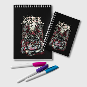 Блокнот с принтом Chelsea Grin в Кировске, 100% бумага | 48 листов, плотность листов — 60 г/м2, плотность картонной обложки — 250 г/м2. Листы скреплены удобной пружинной спиралью. Цвет линий — светло-серый
 | Тематика изображения на принте: chelsea grin | metal | группы | дэткор | метал | музыка | рок