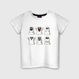 Детская футболка хлопок с принтом Ghost в Кировске, 100% хлопок | круглый вырез горловины, полуприлегающий силуэт, длина до линии бедер | fear | ghost | halloween | horror | приведение | призрак | ужас | хэллоуин