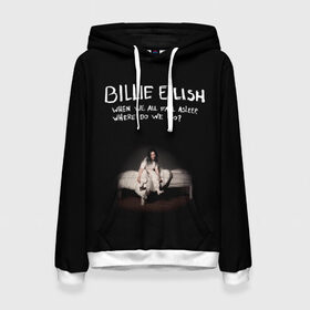 Женская толстовка 3D с принтом Billie Eilish в Кировске, 100% полиэстер  | двухслойный капюшон со шнурком для регулировки, мягкие манжеты на рукавах и по низу толстовки, спереди карман-кенгуру с мягким внутренним слоем. | ailish | billi | billie eilish | bury a friend | copycat | crown | dont smile at me | lovely | music | my boy | party favor | pop | били | билли айлиш | музыка | певица | поп | эйлиш