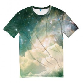 Мужская футболка 3D с принтом Облачный космос в Кировске, 100% полиэфир | прямой крой, круглый вырез горловины, длина до линии бедер | big | арт | крупные арты | крупные принты | сумаcшедшие арты