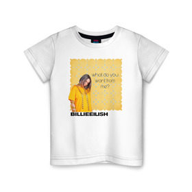 Детская футболка хлопок с принтом Billie Eilish в Кировске, 100% хлопок | круглый вырез горловины, полуприлегающий силуэт, длина до линии бедер | Тематика изображения на принте: ailish | billi | billie eilish | bury a friend | copycat | crown | dont smile at me | lovely | music | my boy | party favor | pop | били | билли айлиш | музыка | певица | поп | эйлиш