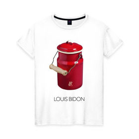 Женская футболка хлопок с принтом Louis Bidon в Кировске, 100% хлопок | прямой крой, круглый вырез горловины, длина до линии бедер, слегка спущенное плечо | антитренд | луи витон