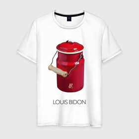 Мужская футболка хлопок с принтом Louis Bidon в Кировске, 100% хлопок | прямой крой, круглый вырез горловины, длина до линии бедер, слегка спущенное плечо. | антитренд | луи витон