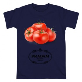 Мужская футболка хлопок с принтом PRADAM в Кировске, 100% хлопок | прямой крой, круглый вырез горловины, длина до линии бедер, слегка спущенное плечо. | антитренд | прада
