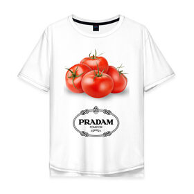 Мужская футболка хлопок Oversize с принтом PRADAM в Кировске, 100% хлопок | свободный крой, круглый ворот, “спинка” длиннее передней части | антитренд | прада