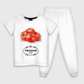 Детская пижама хлопок с принтом PRADAM в Кировске, 100% хлопок |  брюки и футболка прямого кроя, без карманов, на брюках мягкая резинка на поясе и по низу штанин
 | антитренд | прада