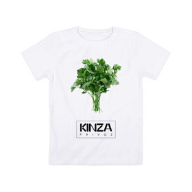 Детская футболка хлопок с принтом KINZA в Кировске, 100% хлопок | круглый вырез горловины, полуприлегающий силуэт, длина до линии бедер | kinzo | антитренд | кинзо