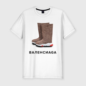 Мужская футболка хлопок Slim с принтом Валенсиаga в Кировске, 92% хлопок, 8% лайкра | приталенный силуэт, круглый вырез ворота, длина до линии бедра, короткий рукав | balenciaga | антитренд | баленсиага