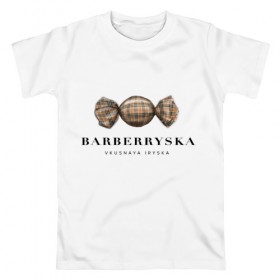Мужская футболка хлопок с принтом Barberryska в Кировске, 100% хлопок | прямой крой, круглый вырез горловины, длина до линии бедер, слегка спущенное плечо. | burberry | антитренд | барбери