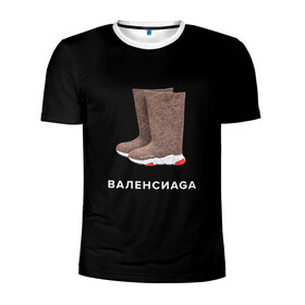 Мужская футболка 3D спортивная с принтом Валенсиаga в Кировске, 100% полиэстер с улучшенными характеристиками | приталенный силуэт, круглая горловина, широкие плечи, сужается к линии бедра | Тематика изображения на принте: balenciaga | антитренд | баленсиага