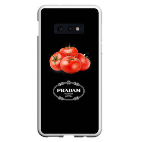 Чехол для Samsung S10E с принтом PRADAM в Кировске, Силикон | Область печати: задняя сторона чехла, без боковых панелей | Тематика изображения на принте: антитренд | прада