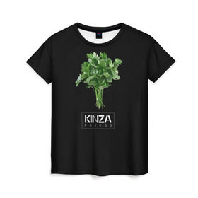 Женская футболка 3D с принтом KINZA в Кировске, 100% полиэфир ( синтетическое хлопкоподобное полотно) | прямой крой, круглый вырез горловины, длина до линии бедер | kinzo | антитренд | кинзо