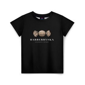 Детская футболка 3D с принтом Barberryska в Кировске, 100% гипоаллергенный полиэфир | прямой крой, круглый вырез горловины, длина до линии бедер, чуть спущенное плечо, ткань немного тянется | Тематика изображения на принте: burberry | антитренд | барбери