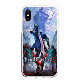 Чехол для iPhone XS Max матовый с принтом Devil May Cry 5 в Кировске, Силикон | Область печати: задняя сторона чехла, без боковых панелей | Тематика изображения на принте: capcom | demon | devil | devil may cry | dmc | game | город | демон | демоны | демоны тоже плачут | игра | меч | слэшер | человек