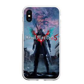 Чехол для iPhone XS Max матовый с принтом Devil May Cry 5 в Кировске, Силикон | Область печати: задняя сторона чехла, без боковых панелей | Тематика изображения на принте: cs go | devil may cry | dmc5 | game | logo | битва | бой | вой | игра | контр страйк | кровь | крылья | логотип | надпись | фантастика | фэнтази | экшен