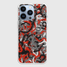 Чехол для iPhone 13 Pro с принтом Сколопендры в Кировске,  |  | камуфляж | красный | лапки | милитари | многоножка | насекомые | орнжевый | паттрен | серый | сороконожка | узор