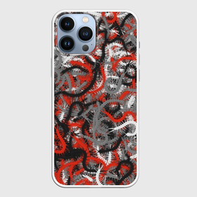 Чехол для iPhone 13 Pro Max с принтом Сколопендры в Кировске,  |  | Тематика изображения на принте: камуфляж | красный | лапки | милитари | многоножка | насекомые | орнжевый | паттрен | серый | сороконожка | узор