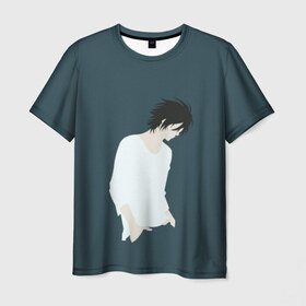 Мужская футболка 3D с принтом L в Кировске, 100% полиэфир | прямой крой, круглый вырез горловины, длина до линии бедер | detective | l | детектив | эл