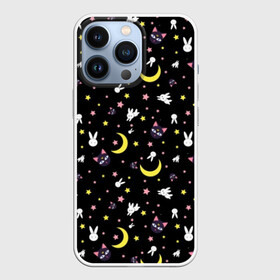 Чехол для iPhone 13 Pro с принтом Sailor Moon Pattern в Кировске,  |  | аниме | детский | зайчик | зая | звезды | кролик | луна в матроске | матросска | месяц | милота | милый | небо | паттерн | сейлор мун | черный