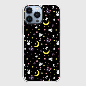 Чехол для iPhone 13 Pro Max с принтом Sailor Moon Pattern в Кировске,  |  | аниме | детский | зайчик | зая | звезды | кролик | луна в матроске | матросска | месяц | милота | милый | небо | паттерн | сейлор мун | черный