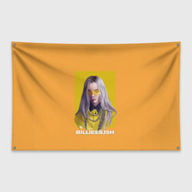 Флаг-баннер с принтом Billie Eilish в Кировске, 100% полиэстер | размер 67 х 109 см, плотность ткани — 95 г/м2; по краям флага есть четыре люверса для крепления | at | billie | don’t | eilish | electronic | eyes | me | music | ocean | pirate | smile | synthpop | usa | айлиш | билли | музыка | пайрэт | синти поп | сша | электронная | электропоп