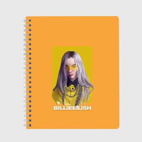 Тетрадь с принтом Billie Eilish в Кировске, 100% бумага | 48 листов, плотность листов — 60 г/м2, плотность картонной обложки — 250 г/м2. Листы скреплены сбоку удобной пружинной спиралью. Уголки страниц и обложки скругленные. Цвет линий — светло-серый
 | at | billie | don’t | eilish | electronic | eyes | me | music | ocean | pirate | smile | synthpop | usa | айлиш | билли | музыка | пайрэт | синти поп | сша | электронная | электропоп