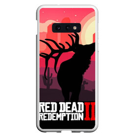 Чехол для Samsung S10E с принтом RDR II в Кировске, Силикон | Область печати: задняя сторона чехла, без боковых панелей | gta | rdr 2 | red dead redemption 2 | west | дикий запад | добыча | закат солнца | игра | кактусы | каньон | квест | легендарный олень в rdr 2 | новинки игр | рога оленя