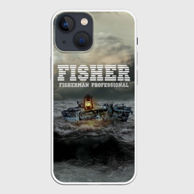 Чехол для iPhone 13 mini с принтом Профессиональный рыбак в Кировске,  |  | fish | fisher | fisherman | fishman | анорак | костюм для рыбалки | костюм рыбака | лодка | непогода | подарок рыбаку | профессиональный рыбак | рыба | рыбаку | рыбалка | рыбацкая | шторм | шхуна